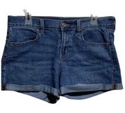 Old Navy Women's Jean Shorts Cuffed Blue Denim Size 10 Medium Wash Mid Rise