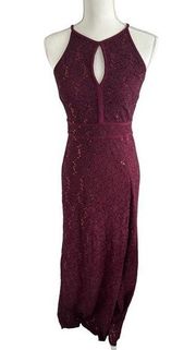 MORGAN & CO Purple Lace Sequined Dress Gown Size 7/8