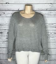 Lane Bryant NWT Size 22/24 Gray - Silver Shimmer Stripe Crop Sweater Top