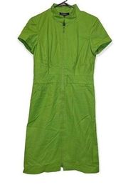 Lafayette 148 Green Short Sleeve Full Zip Sheath Dress Size 2