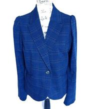 Stylish BB Dakota Women's Blue Plaid Peak Lapel Blazer  Size Small for Offices