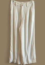 12th Tribe New wide leg, lined, flowy linen blend off white pants XS