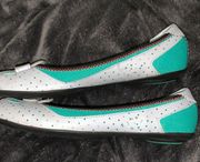 Puma eco Ortho Life new slip on flats Sz 8 tiny polka dots!! Gray teal pink shoe