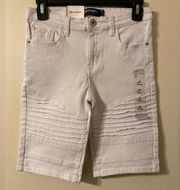 New NWT Southpole White Moto Denim Jean Shorts 10.5” Inseam Size 8