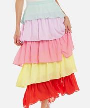 OLIVIA RUBIN Elodie Ruffled Tiered Colorful Skirt US SIZE 4