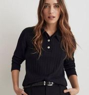 Madewell Variegated Rib Boxy Polo Shirt Black Size XXS