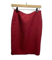Banana Republic Size 0 Red Pencil Career Skirt Circle Print Satin Knee Length
