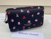 Kate Spade Ditsy Buds Small Flap Crossbody purse -Black multi