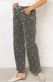 POL Pearl Studded Denim Jeans Straight Leg Small