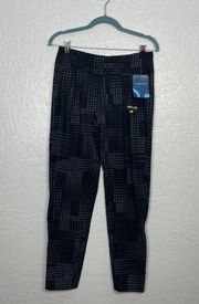 Brooks Running Women S Black Gray Houndstooth Elite Pants Ankle Zip Pockets