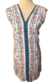 Loft paisley deep vee neck shift dress fully lined