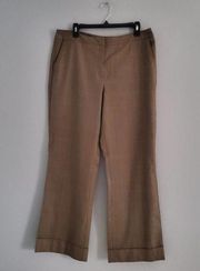 New York & Company Stretch Tan Plaid Wide Leg Pants 14