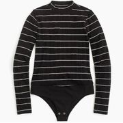 J. Crew Black & White Striped Long Sleeve Mock Neck Bodysuit Women’s Size S