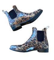 Leopard Print Waterproof Chelsea Ankle Boots Size 8