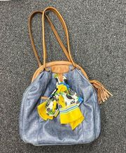 lucky penny leather hobo shoulder bag blue boho