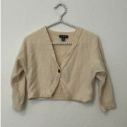 Saks Fifth Avenue Cashmere Cardigan Pastel Yellow Cropped Luxury Sweater