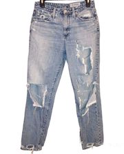 Phoebe Vintage Distressed High Waisted Light Jeans 27