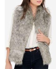 The Limited Fur Shaggy Grey Knit Side Panel Open Front Vest XS/S