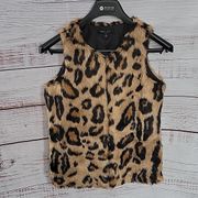 Romeo & Juliet Couture Tan Black Animal Print Faux Fur Women's Vest Size Small