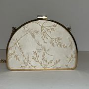 Floral Print Half Moon Mini Clutch - A New Day - White & Gold