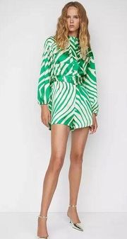 Mango print belted satin romper