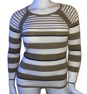 New York & Company Striped Metallic Ribbed Top