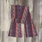 No Boundaries Paisley Floral Knit Flare Pants Junior Size Small 3-5 Pink