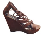 CARLOS by Carlos Santana Lace up Wedge Sandals zip back size 90