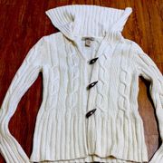 Toggle button white cardigan sweater medium Fossil Original