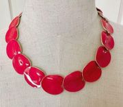 Talbots hot pink gold tone statement necklace
