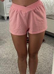 pink crossover sweatshorts