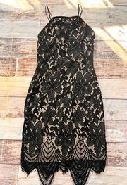 Lipsy London‎ Love Michelle Keegan black lace nude dress size UK8