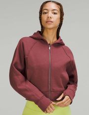 Thick Fleece Zip Hoodie in Smoky Red