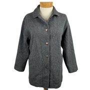 Vintage Woolrich Women's Wool Blend 4 Button Gray Coat With Pockets-XL