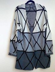 Joseph A Grey black colorblock duster cardigan M