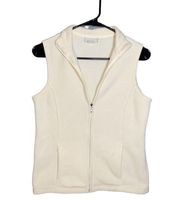 L.L. Bean Ivory Fleece Full Zip Sleeveless Vest