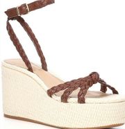 Size 7.5  Lorinna Woven Raffia Platform Wedge Sandal