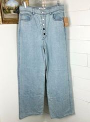 Reformation Jeans Olive High Waist Jeans Wide Leg Button Fly NWT Size 30