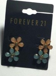 FOREVER 21 Mint and Peach Flower Earrings