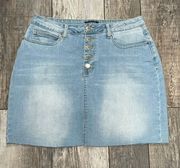 Light Blue Denim Raw Hem Button up Skirt Size 11/30