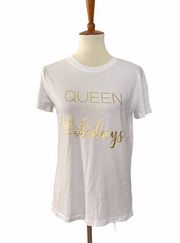 1901 Womens Queen of the Holidays T Shirt White M Medium