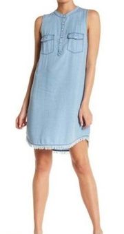 Splendid Indigo Chambray Raw Hem Dress XS