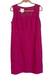 AKRIS PUNTO SAKS FIFTH AVENUE Dress 12 Linen Shift Back Zip Sleeveless Midi Pink