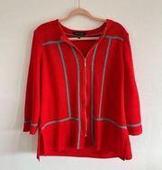 Ming Wang Red Zip Up Knit Blazer