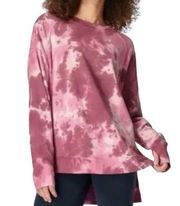 Pink Tie-Dye After Class Oversized Split Hem Pullover Sweatshirt M