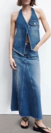 Lili Denim Halter Top & Skirt Set 