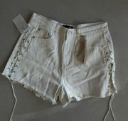 High Waist White Denim Shorts 