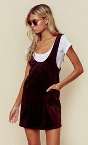 Birkin wine velvet jumper corduroy overall dress size S small NEW