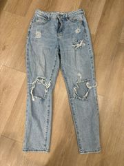 Light Wash Distressed Mom Jeans