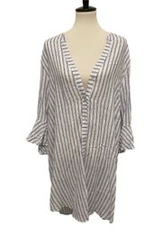 Swimsuits For All Blue White Striped Swim Cover Up